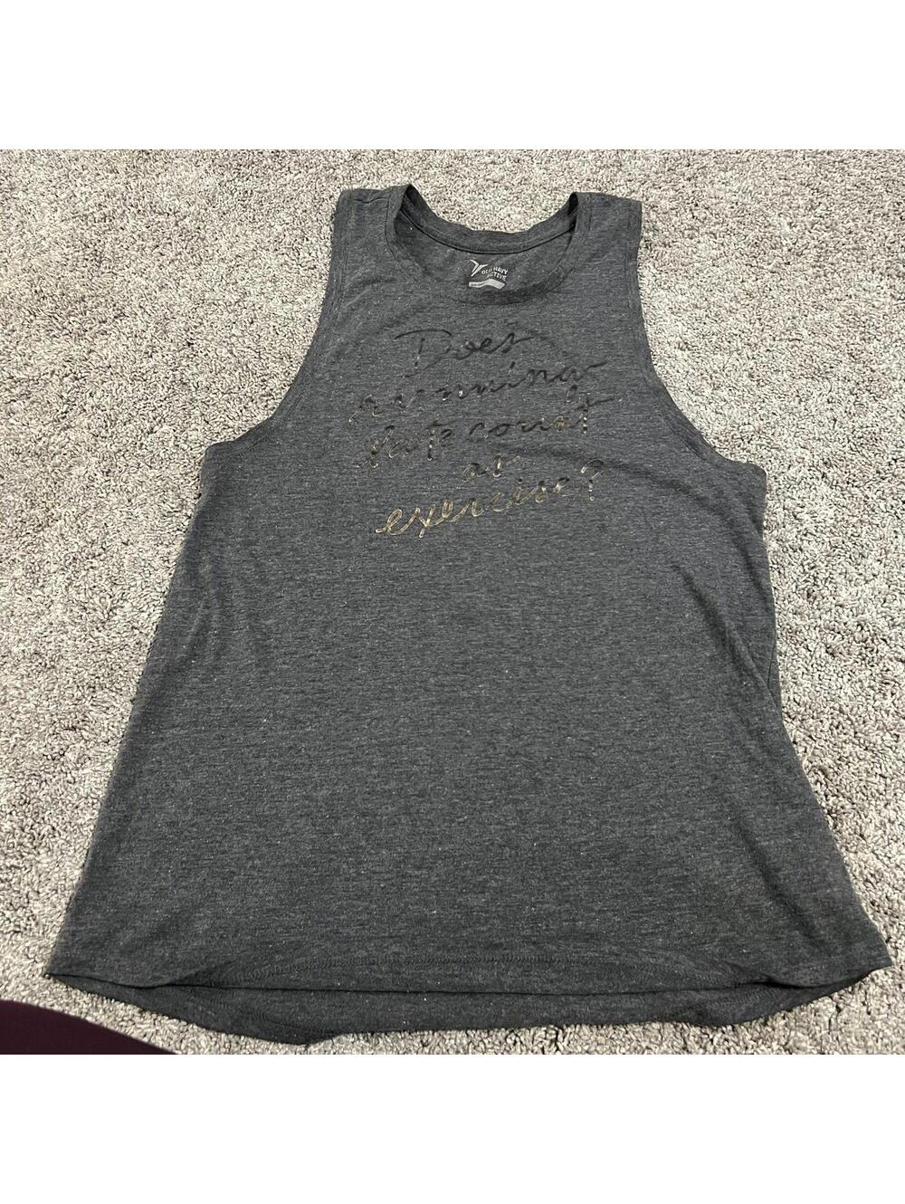 Old Navy Womenโs Gray Does Running Late Count As Exercise Tank size Medium
